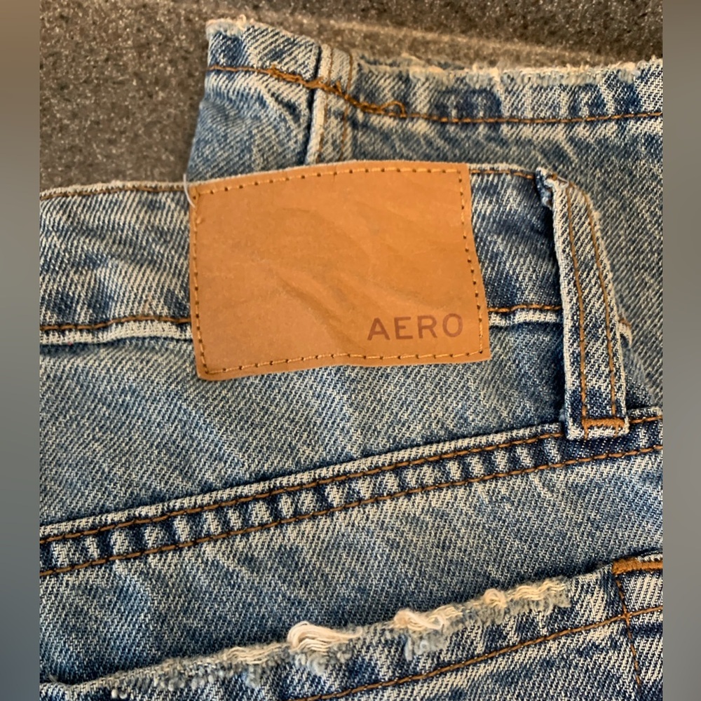 Aeropostale 000 XXS Short Low Rise Baggy Distressed Denim Jeans - Picture 3 of 10